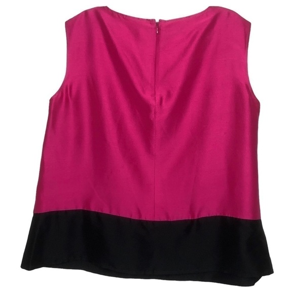 ELISABETH By Liz Claiborne Pink & Black Color Block Scoop Neck Tank Top Size 16P - Picture 2 of 6